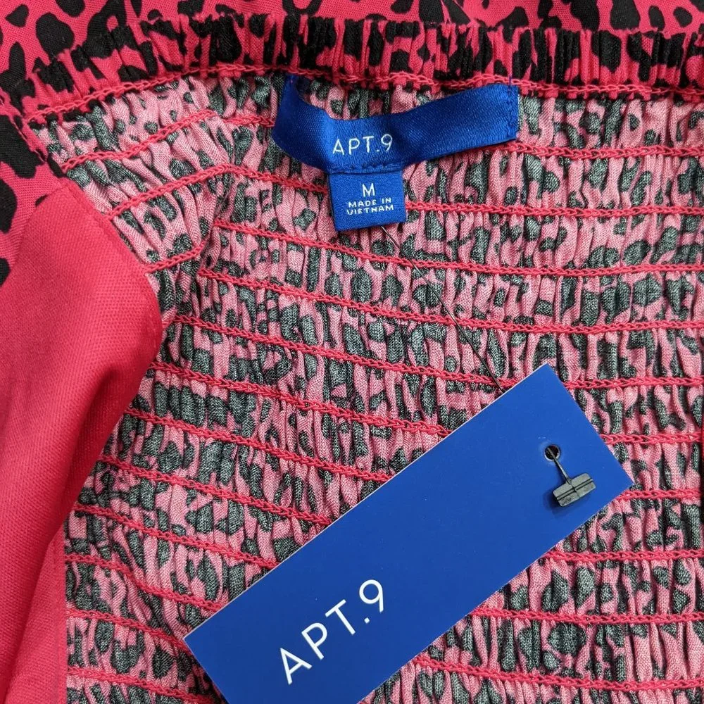 NEW APT. 9 WOMEN'S PINK & BLACK PRINT SPAGHETTI STRAP SUNDRESS SIZE M